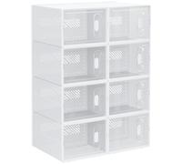 HOMCOM 8 Cubi Portaoggetti in PP Bianco e Trasparente con Porta Magnetica