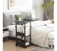 HOMCOM 80x40 cm tavolino da divano a forma di C con altezza regolabile nero