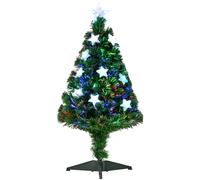 HOMCOM Albero di Natale a Fibre Ottiche 90cm con 12 Luci LED di 3 Colori