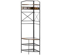 HOMCOM Albero Appendiabiti Angolare in Stile Industriale con Panca e Scarpiera