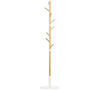 HOMCOM Albero Appendiabiti Base Rotonda Ø37.8x175.6 cm Color Legno e Bianco