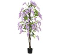 HOMCOM Albero artificiale di ficus da 180 cm, albero di glicine finto in vaso per vivaio, pianta alta per interni, decorazione per soggiorno e ufficio, viola