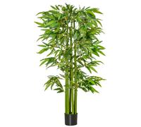 Homcom Albero Artificiale in Bambù 160 cm con 975 Foglie e Vaso Verde