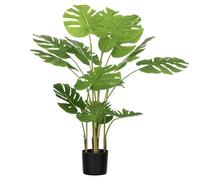 HOMCOM Albero Artificiale Pianta Artificiale Monstera Deliciosa con Vaso Incluso Altezza 120 cm Interno Verde
