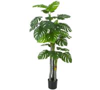 HOMCOM Albero Artificiale Pianta Artificiale Monstera H.1,5 m Tronco Rami Lichene Foglie a Forma di Tartaruga Grande realismo Vaso Incluso Aosom Italy