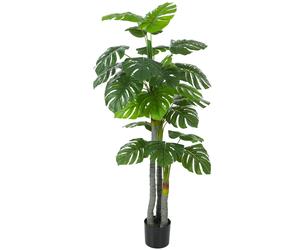 HOMCOM Albero Artificiale Pianta Artificiale Monstera H.1,5 m Tronco Rami Lichene Foglie a Forma di Tartaruga Grande realismo Vaso Incluso Aosom Italy