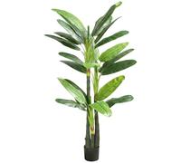 HOMCOM Albero di Banano Artificiale 180 cm in Vaso, Pianta Finta con 18 Foglie per Interno, Ufficio, Soggiorno, Camera da Letto, Verde