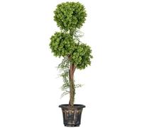 HOMCOM Albero di bosso artificiale con 3 palline 115cm Verde | Pianta artificiale, vaso incluso, per interni ed esterni, nessun montaggio richiesto