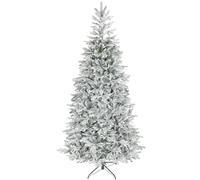 HOMCOM Albero di Natale 210 cm con 1154 Rami Ignifughi, Albero di Natale Innevato Artificiale Folto, Effetto Realistico, con Base in Metallo Pieghevole, per Casa, Ufficio e Negozio, Facile Montaggio