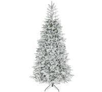 HOMCOM Albero di Natale 210 cm con 1154 Rami Ignifughi, Innevato | Albero di Natale Artificiale Folto, Effetto Realistico, Base in Metallo Pieghevole, Casa Ufficio Negozio, Facile Montaggio
