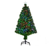 HOMCOM Albero di Natale a Fibre Ottiche 120cm Albero di Natale Artificiale con 16 Luci LED di 3 Colori e Rami in PVC Aosom