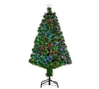 HOMCOM Albero di Natale a Fibre Ottiche 120cm Albero di Natale Artificiale con 16 Luci LED di 3 Colori e Rami in PVC