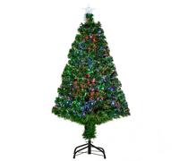 HOMCOM Albero di Natale a Fibre Ottiche 120cm Albero di Natale Artificiale con 16 Luci LED di 3 Colori e Rami in PVC Aosom