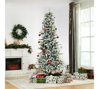 HOMCOM Albero di Natale artificiale innevato 210 cm con 784 punte di rami ignifughi e supporto in acciaio Decorazione natalizia per interni Ø95x210 cm Verde e Bianco