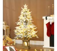 HOMCOM Albero di Natale artificiale 120 cm Albero di Natale con neve, luce LED