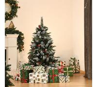Homcom Albero di Natale Artificiale 120 cm con 266 Rami 27 Pigne 27 Bacche Verde