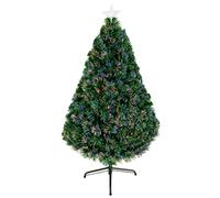 HOMCOM Albero di Natale Artificiale 120cm con Fibre Ottiche e Luci LED, Albero di Natale Luminoso con 130 Rami, Verde Aosom