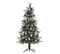 Homcom Albero di Natale Artificiale 150 cm con 440 Rami, 39 Pigne e 39 Bacche Decorazione Natalizia per Interni Verde