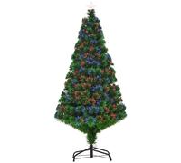 Homcom Albero di Natale artificiale 150 cm con luci a LED Fiocchi di neve e decorazione natalizia in fibra ottica con luci