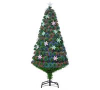 Homcom Albero di Natale artificiale 150 cm con luci a LED Fiocchi di neve e decorazione natalizia in fibra ottica con luci