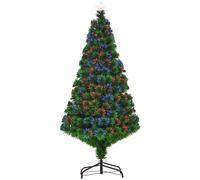 HOMCOM Albero di Natale Artificiale 150cm con Fibre Ottiche e Luci LED, Albero di Natale Luminoso con 180 Rami, Verde Aosom