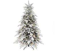 HOMCOM Albero di Natale artificiale 180 cm Albero di Natale innevato con supporto in metallo, luce LED bianca calda e 1321 punte, decorazione natalizia ad effetto realistico - verde