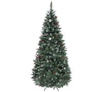 HOMCOM Albero di Natale Artificiale 180 cm da Interno 620 Rami, Pigne e Bacche