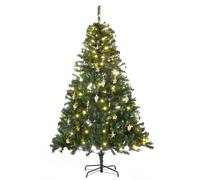HOMCOM albero di natale artificiale 180cm con ornamenti di luci a LED con supporto