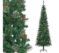 HOMCOM Albero di Natale artificiale 195 cm 556 rami con 27 patate+ supporto per piede pieghevole verde