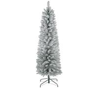 HOMCOM Albero di Natale artificiale a matita, 1,5 m, con 263 punte innevate, base in metallo, albero di Natale realistico