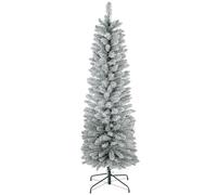 HOMCOM Albero di Natale artificiale a matita, 1,8 m, con 329 punte innevate, base in metallo, albero di Natale realistico