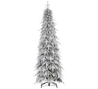 HOMCOM Albero di Natale artificiale a matita, 1,8 m, innevato con rami e 600 punte, apertura automatica, base in acciaio, decorazione per le vacanze per casa e ufficio, verde