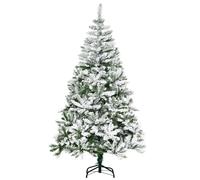 Homcom Albero di Natale artificiale con foglie di neve in PVC Green