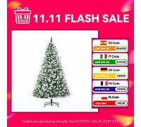 Homcom Albero di Natale artificiale con neve Decorazione natalizia per interni Verde