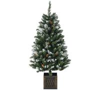 HOMCOM Albero di Natale artificiale con vaso 120 cm Albero di Natale innevato con 328 rami 20 pigne e supporto in metallo Decorazione natalizia per interni Verde