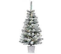 HOMCOM Albero di Natale Artificiale Innevato 116 Rami Ø40x90cm Verde | 60 Luci LED Bianche, Albero di Natale con Luci Incorporate, Base con Vaso Rimovibile