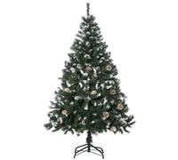 HOMCOM Albero di Natale Artificiale Innevato 150cm con 676 Rami e Pigne, Apertura Automatica e Base Pieghevole, Verde
