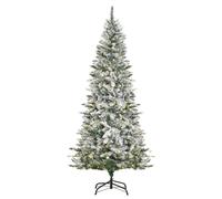 HOMCOM Albero di Natale Artificiale Innevato con 250 Luci LED Colorate, 829 Rami e Base Pieghevole, Φ112x210cm, Verde Aosom