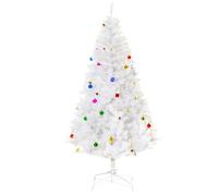 HOMCOM Albero di Natale Bianco 180cm con Addobbi e 930 Rami, Albero di Natale Artificiale in PVC Aosom