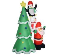 HOMCOM Natale Gonfiabile da 243cm Impermeabile con Luci LED e Babbo Natale