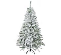HOMCOM Albero di Natale Innevato 150 cm con 358 Rami Ignifughi, Verde | Albero di Natale Artificiale Folto, Effetto Realistico, Base in Acciaio, Casa Ufficio Negozio, Facile Montaggio