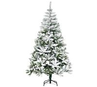 HOMCOM Albero di Natale Innevato 180 cm con 750 Rami Ignifughi, Verde | Albero di Natale Artificiale Folto, Effetto Realistico, Base in Acciaio, Casa Ufficio Negozio, Facile Montaggio