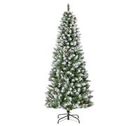 HOMCOM Albero di Natale Innevato con Pigne e Rami Verde e Bianco
