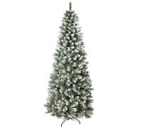 HOMCOM Albero di Natale Innevato con Rami e Pigne in Plastica e Metallo