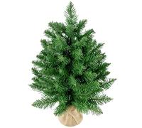 HOMCOM Albero di Natale Mini 55cm con 50 Rami Folti, Base in Cemento e Iuta