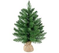 HOMCOM Albero di Natale Mini 55cm con 50 Rami Folti e Aghi Realistici in PVC, Base in Cemento e Iuta