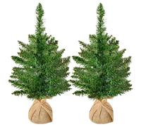 HOMCOM Albero di Natale Mini 55cm Set 2 pz con 50 Rami Folti e Aghi in PVC