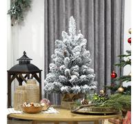 HOMCOM Albero di Natale Piccolo Alto 60 cm, Mini Alberello Natalizio con 72 Rami Folti, Pigne e Bacche Rosse, Decorazione Natalizia Ignifuga con Base in Tessuto, Verde Entra nella magia delle feste co