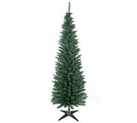 HOMCOM Albero di Natale Slim Artificiale 180 cm con Rami Realistici, Albero di Natale Alto e Stretto con Base Pieghevole, Verde