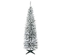 HOMCOM Albero di Natale Slim Artificiale 180 cm con Rami Realistici, Albero di Natale Innevato Alto e Stretto con Base Pieghevole, Verde